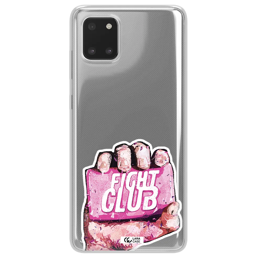 a hand holding a pink bag Samsung A81 Clear TPU Case