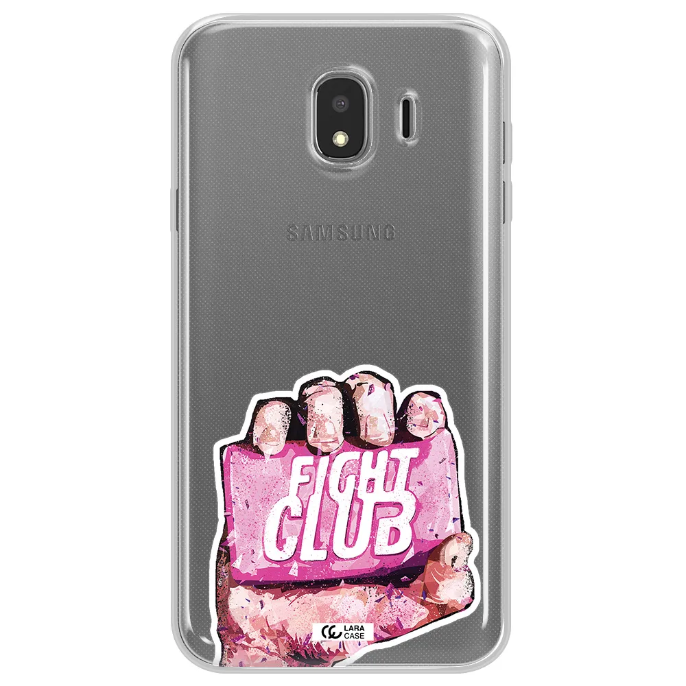 a hand holding a pink bag Samsung J4 Clear TPU Case