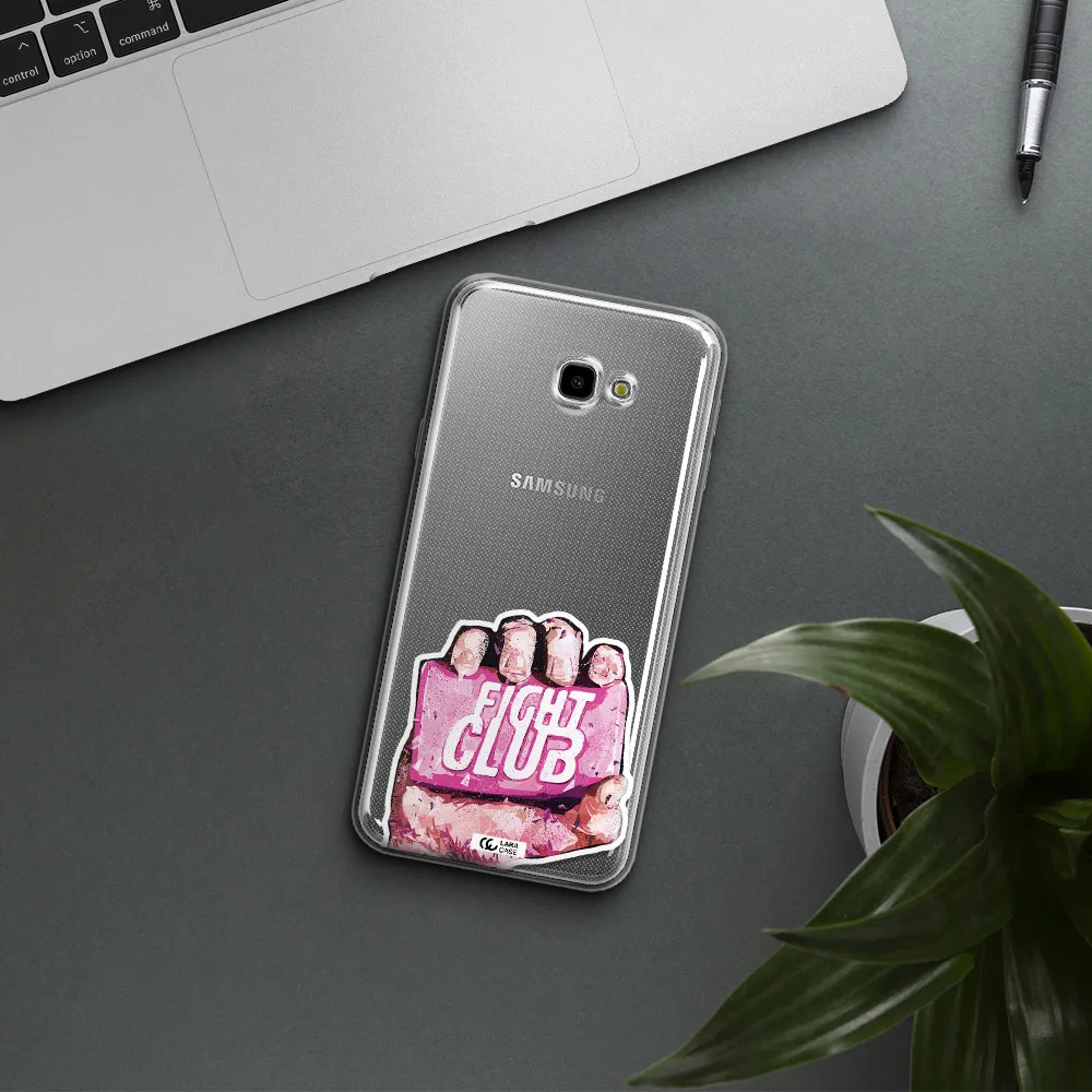 a hand holding a pink bag Samsung J4 Plus Clear TPU Case