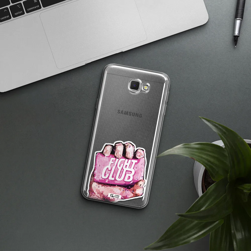 a hand holding a pink bag Samsung J5 Prime Clear TPU Case