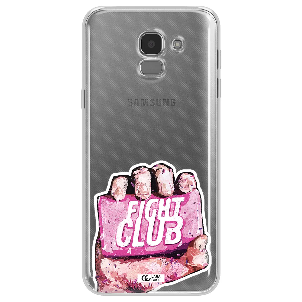 a hand holding a pink bag Samsung J6 Clear TPU Case