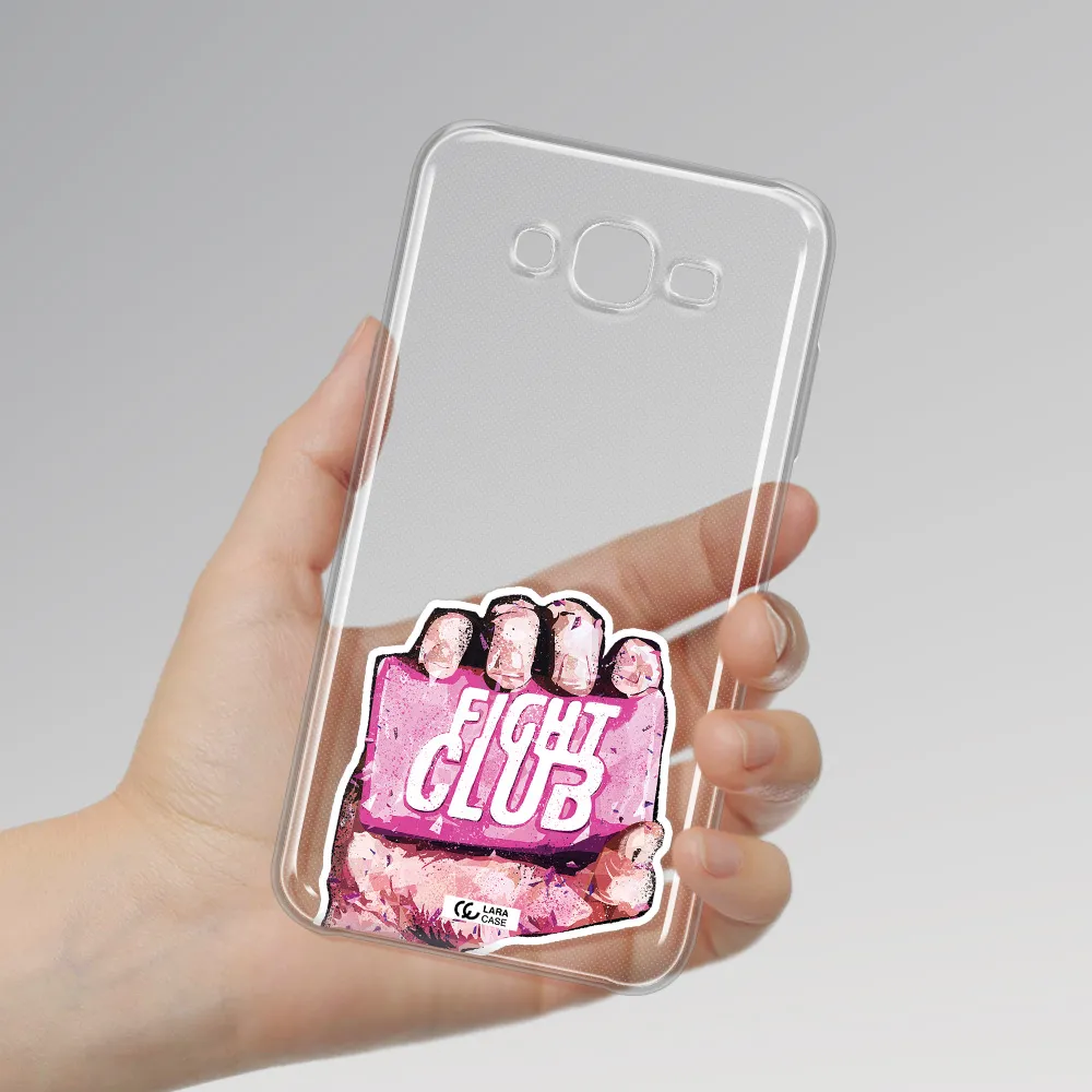 a hand holding a pink bag Samsung J7 2015 Clear TPU Case