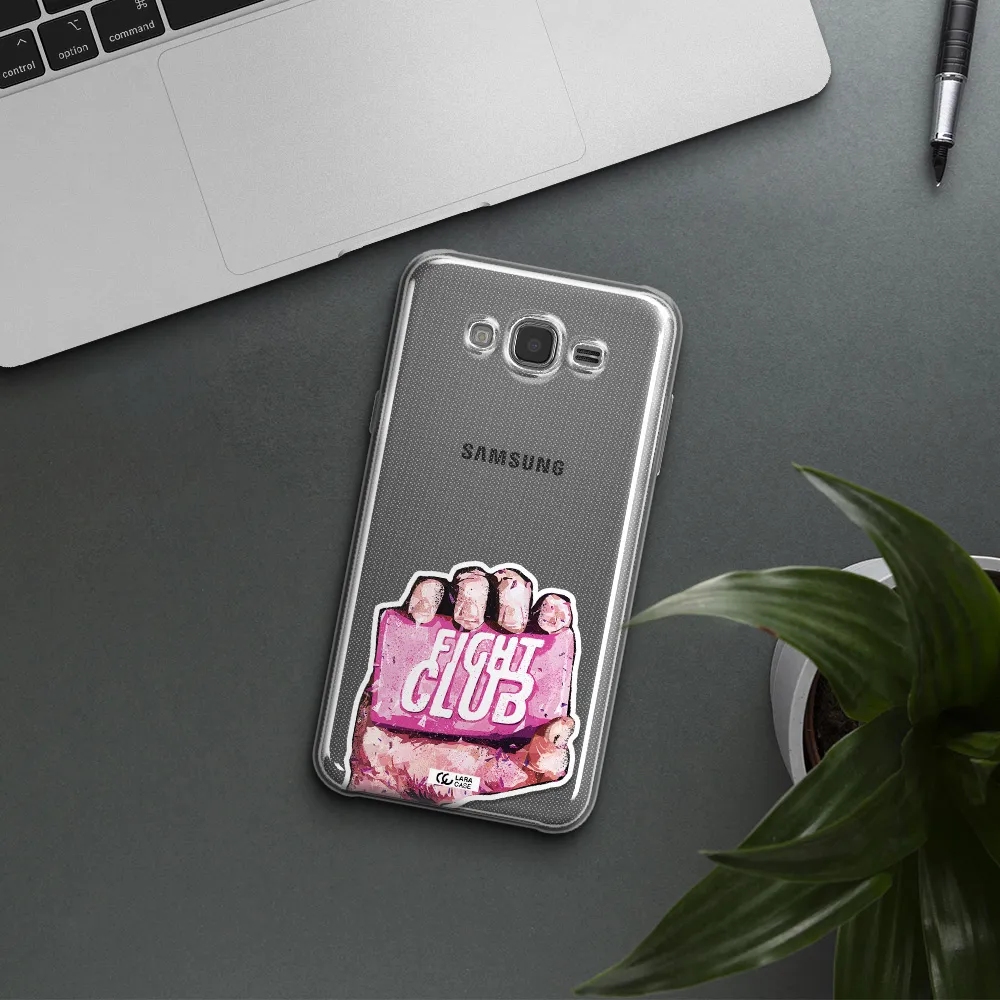 a hand holding a pink bag Samsung J7 2015 Clear TPU Case