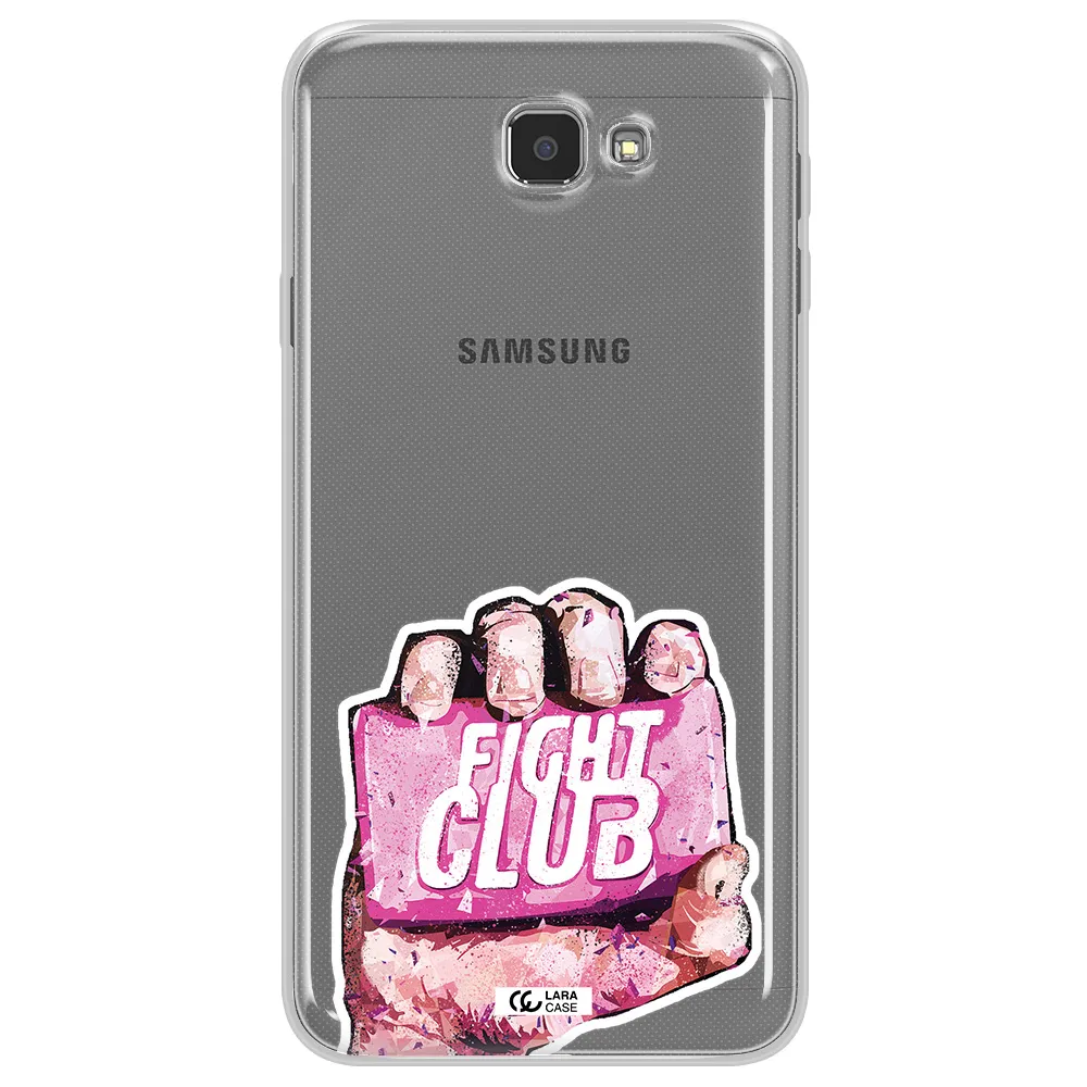 a hand holding a pink bag Samsung J7 Prim Clear TPU Case