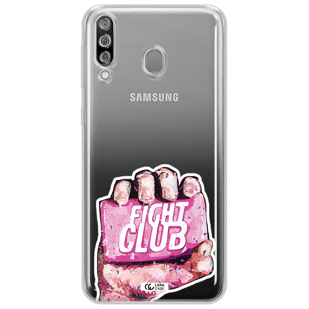 a hand holding a pink bag Samsung M30 Clear TPU Case
