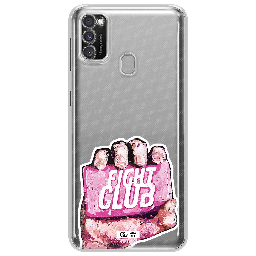a hand holding a pink bag Samsung M30S Clear TPU Case