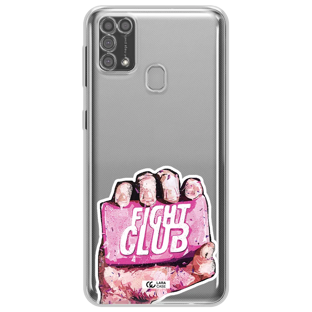 a hand holding a pink bag Samsung M31 Clear TPU Case