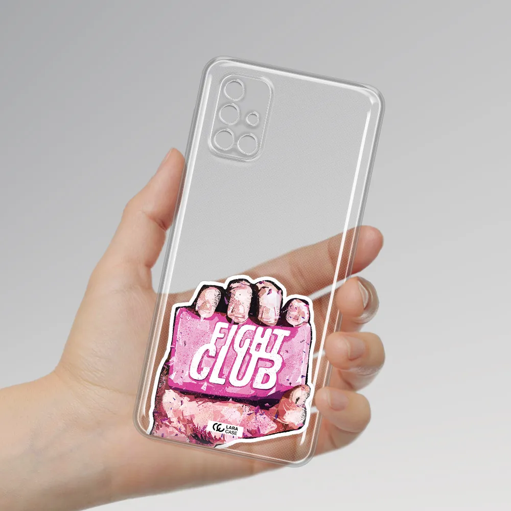 a hand holding a pink bag Samsung M31S Clear TPU Case