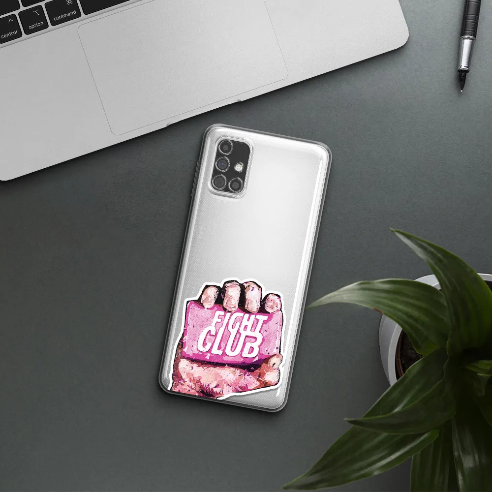 a hand holding a pink bag Samsung M31S Clear TPU Case