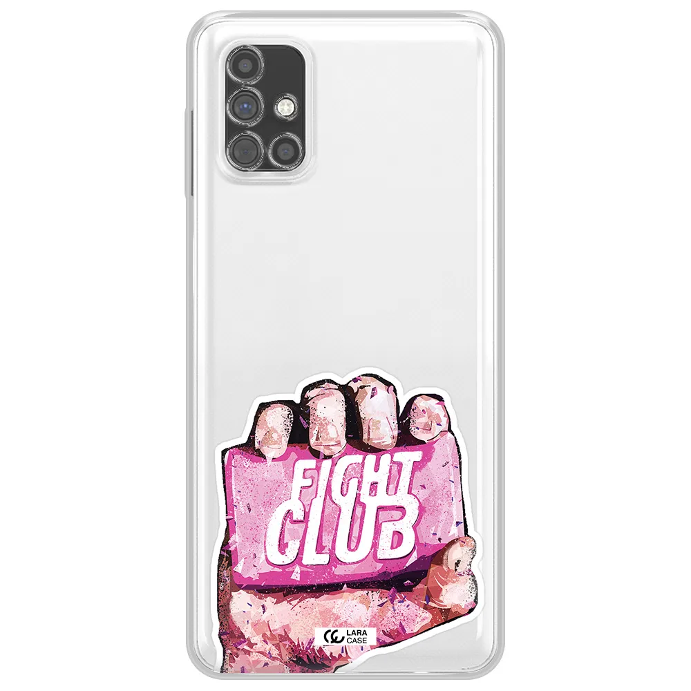 a hand holding a pink bag Samsung M51 Clear TPU Case