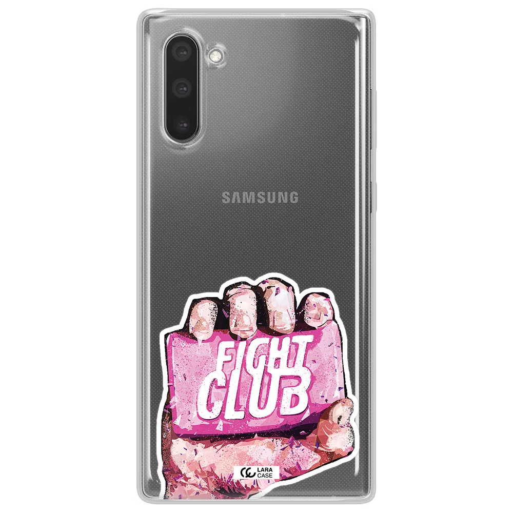 a hand holding a pink bag Samsung Note 10 Clear TPU Case