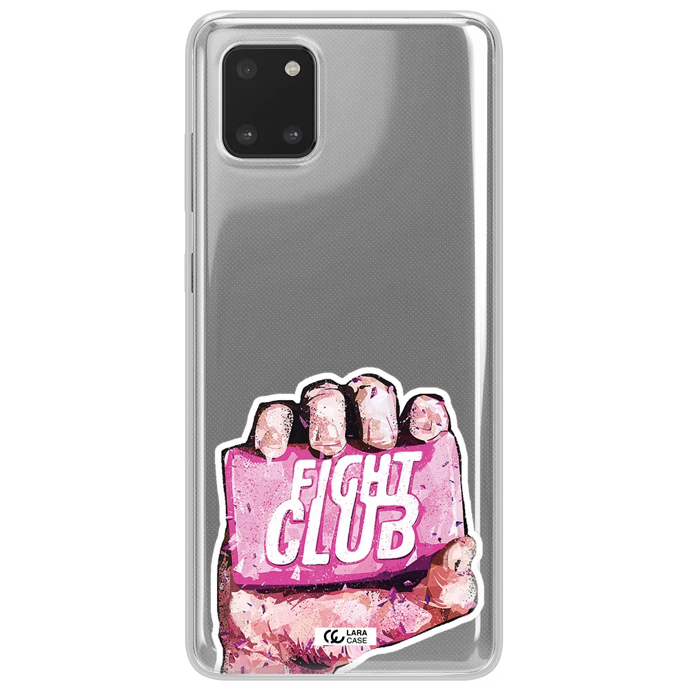 a hand holding a pink bag Samsung Note 10 Lite Clear TPU Case