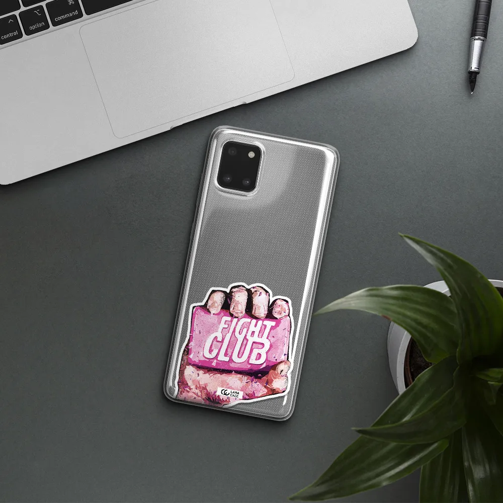 a hand holding a pink bag Samsung Note 10 Lite Clear TPU Case