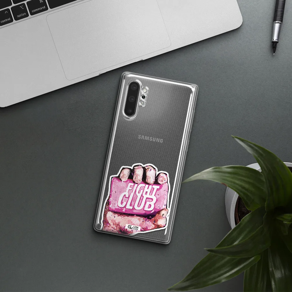 a hand holding a pink bag Samsung Note 10 Plus Clear TPU Case