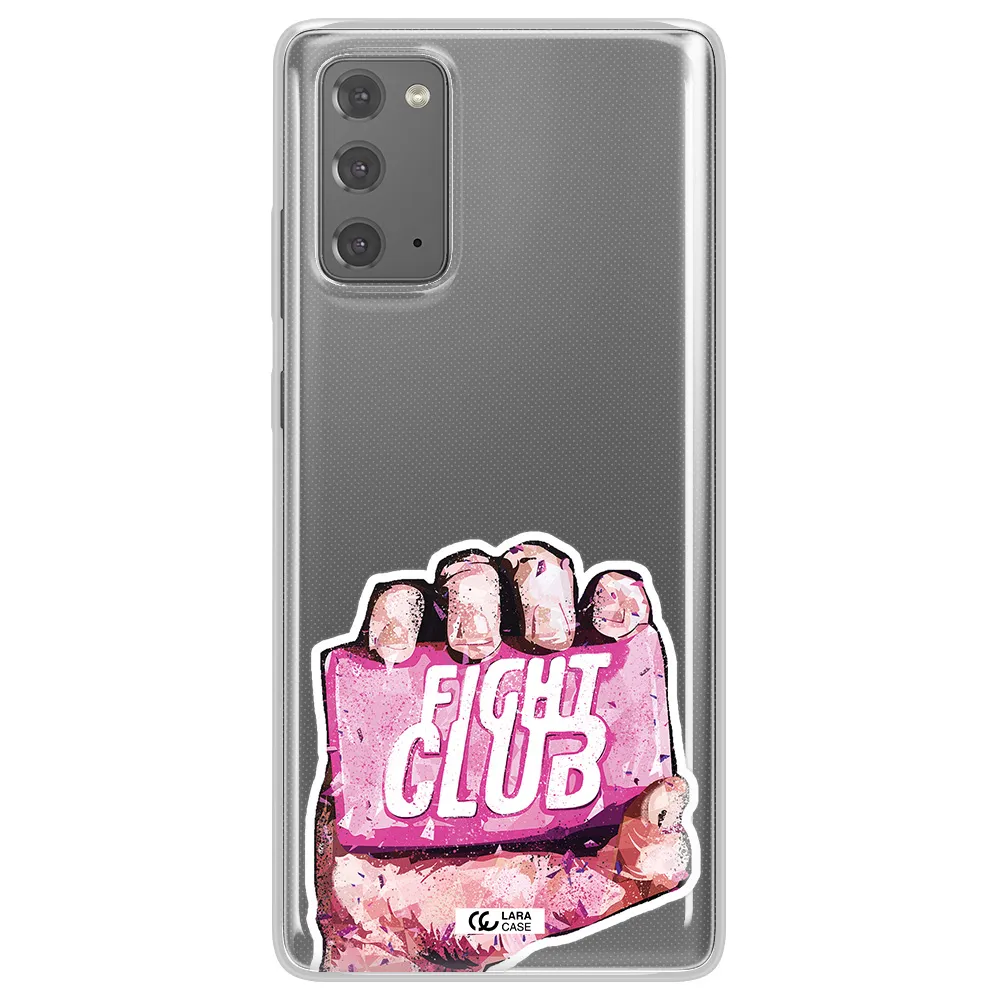 a hand holding a pink bag Samsung Note 20 Clear TPU Case