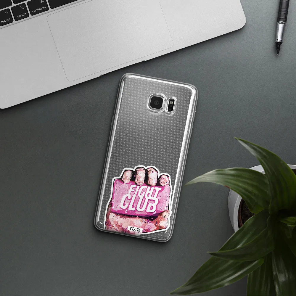 a hand holding a pink bag Samsung Note 5 Clear TPU Case