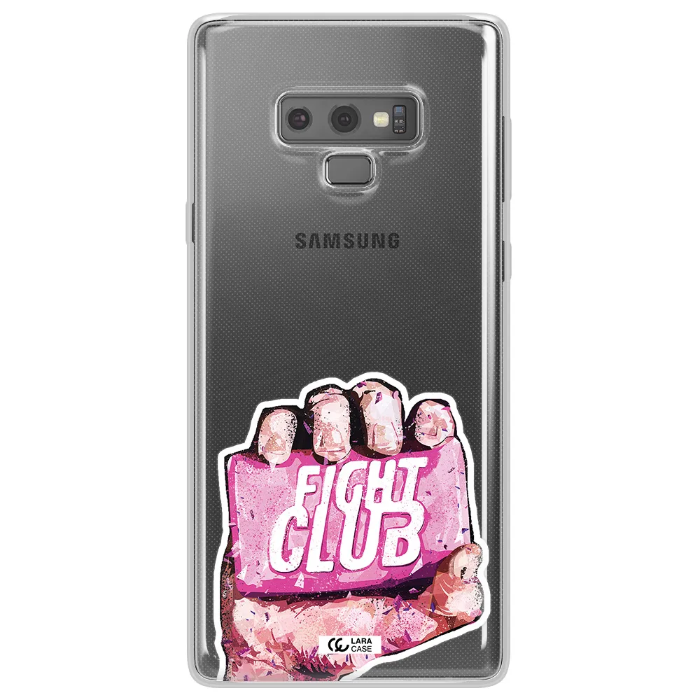 a hand holding a pink bag Samsung Note 9 Clear TPU Case