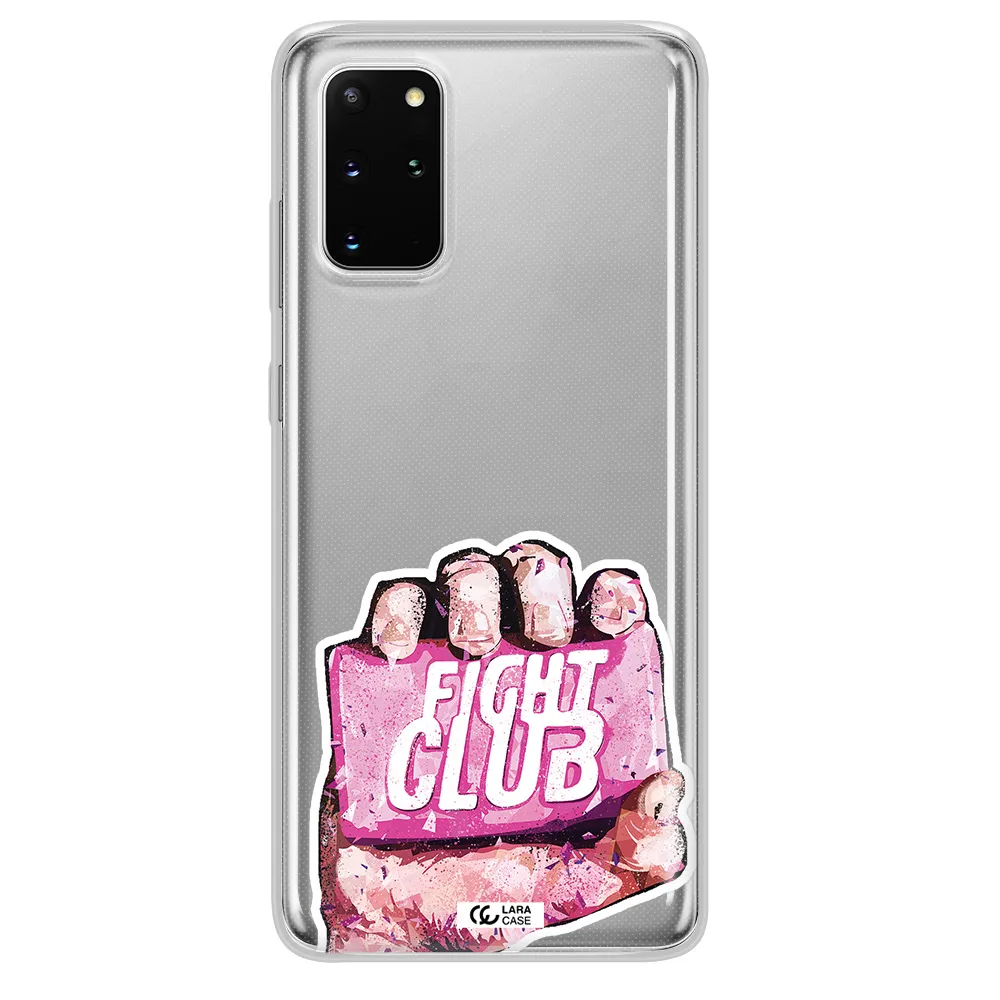 a hand holding a pink bag Samsung S 20 Plus Clear TPU Case