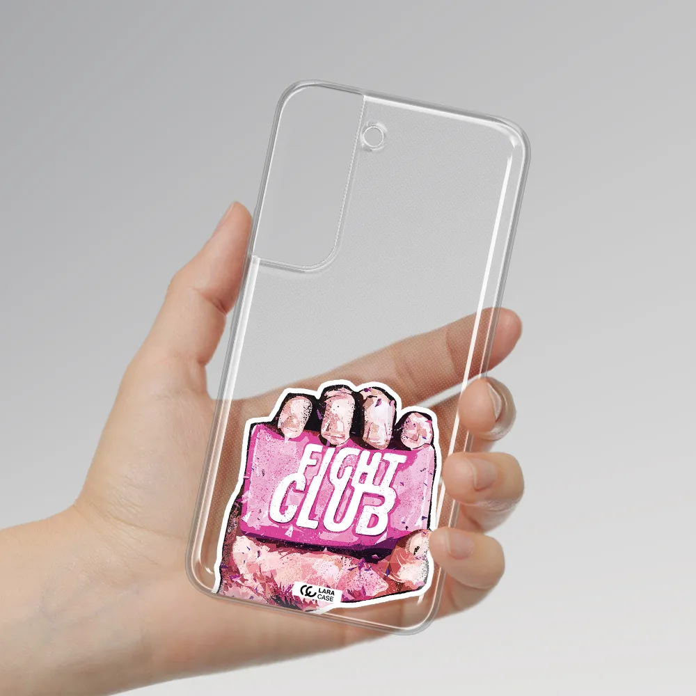 a hand holding a pink bag Samsung S 22 Clear TPU Case