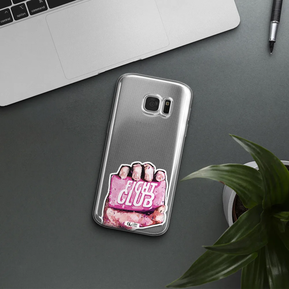 a hand holding a pink bag Samsung S 7 Clear TPU Case