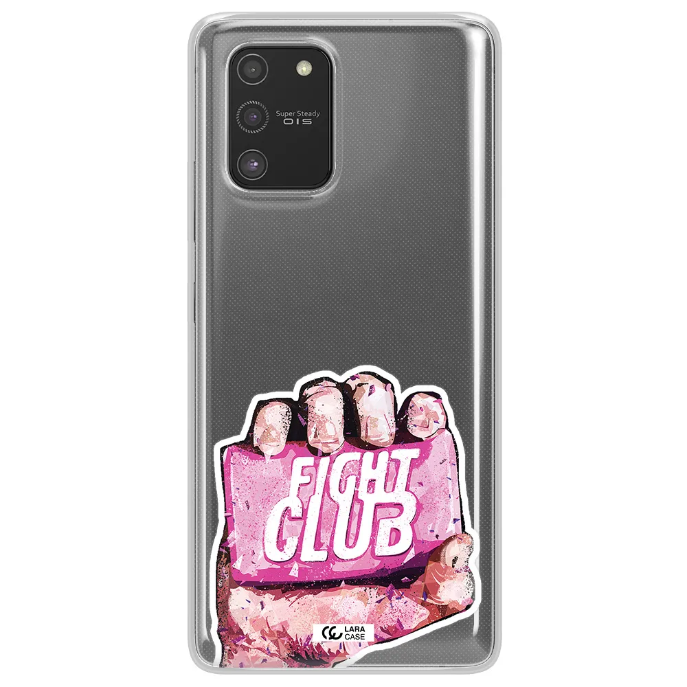 a hand holding a pink bag Samsung S10 Lite Clear TPU Case