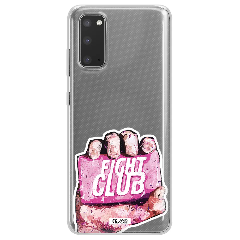 a hand holding a pink bag Samsung S20 Clear TPU Case