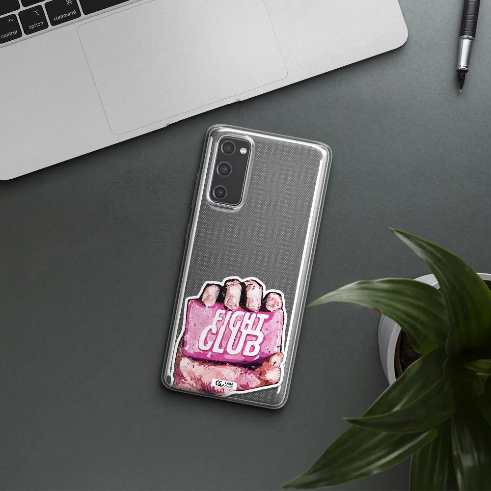 a hand holding a pink bag Samsung S20 Fe Clear TPU Case