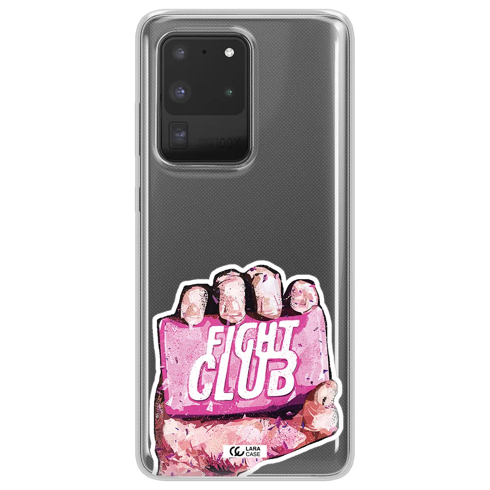 a hand holding a pink bag Samsung S20 Ultra Clear TPU Case