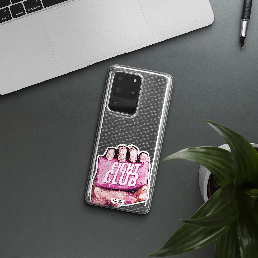 a hand holding a pink bag Samsung S20 Ultra Clear TPU Case