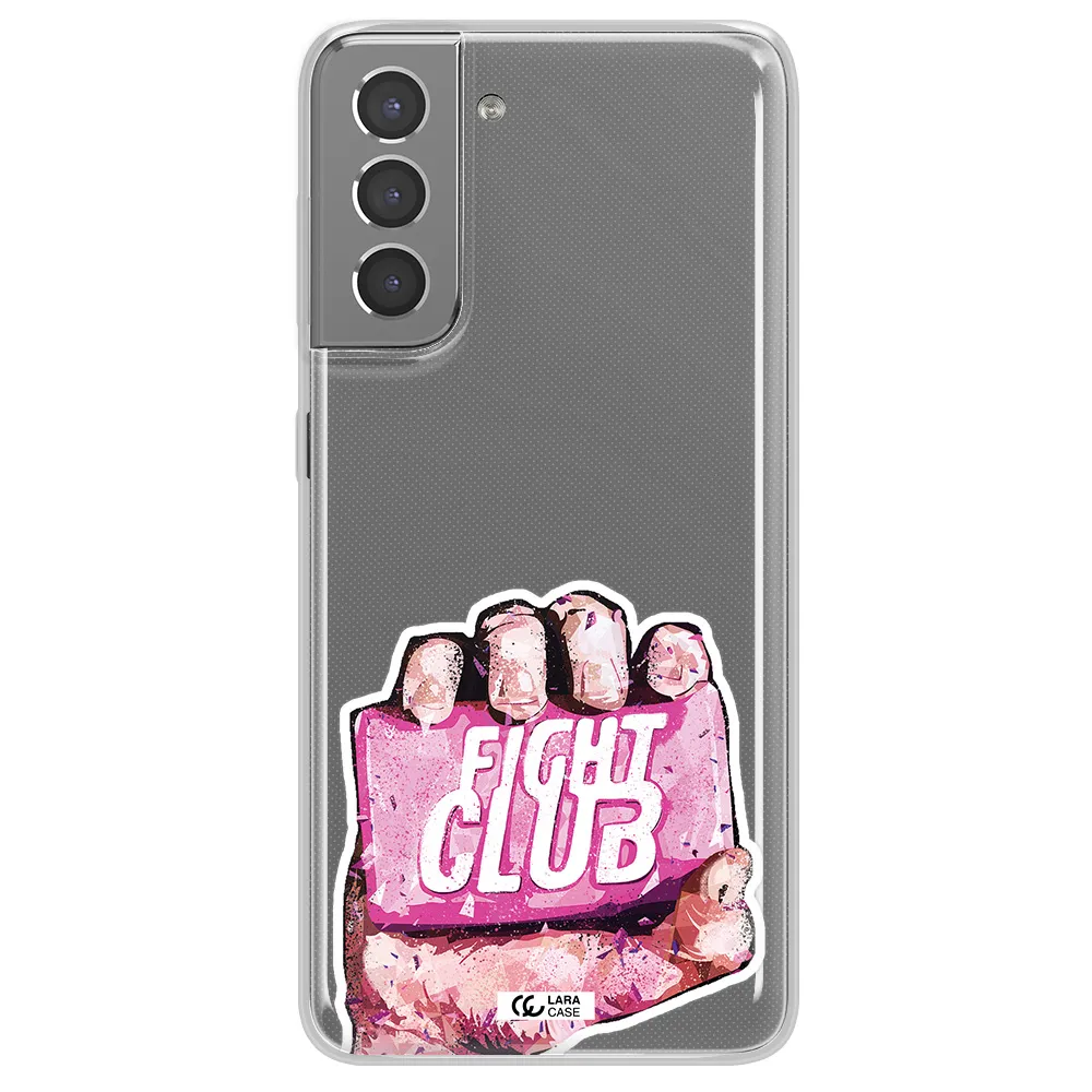 a hand holding a pink bag Samsung S21 Clear TPU Case