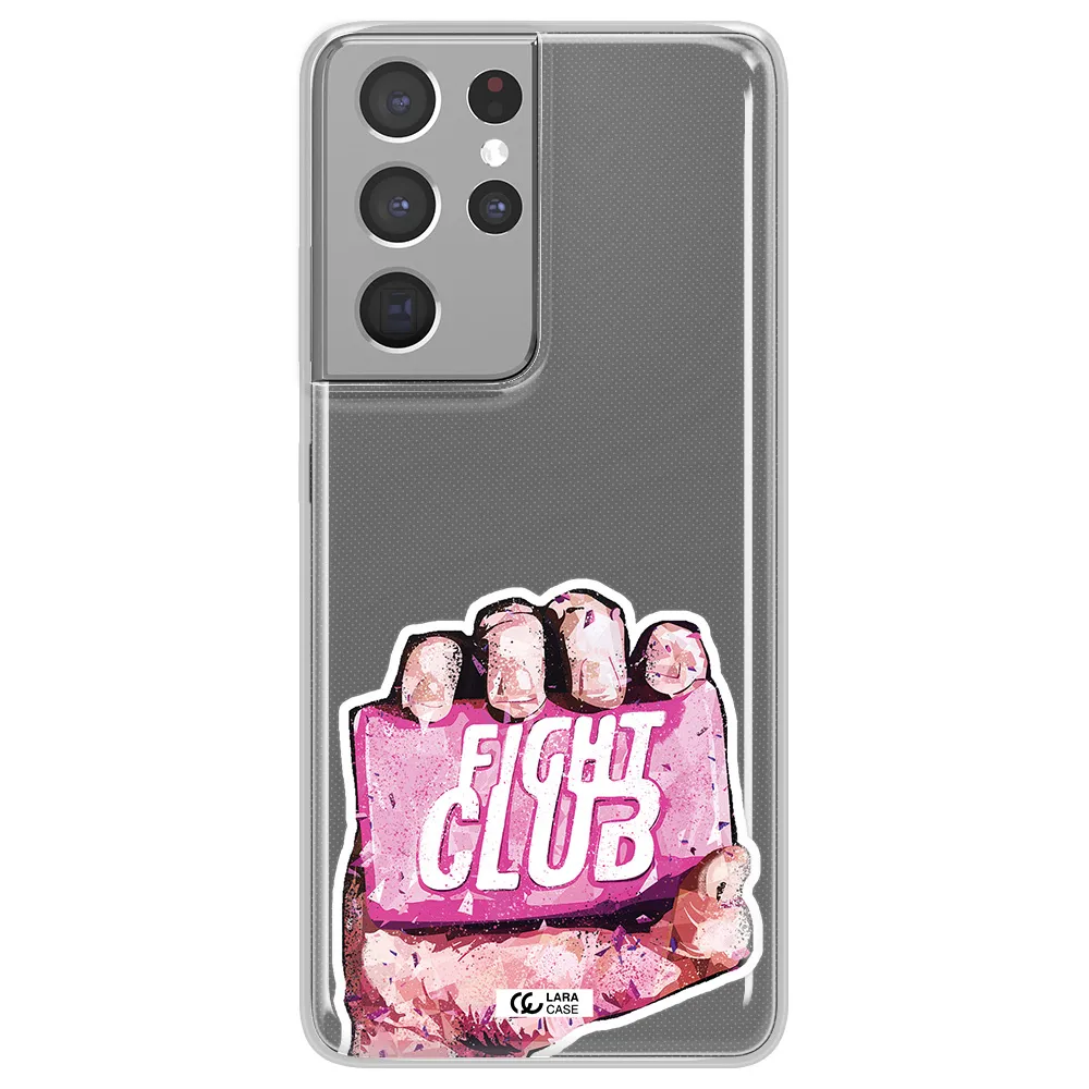 a hand holding a pink bag Samsung S21 Ultra Clear TPU Case