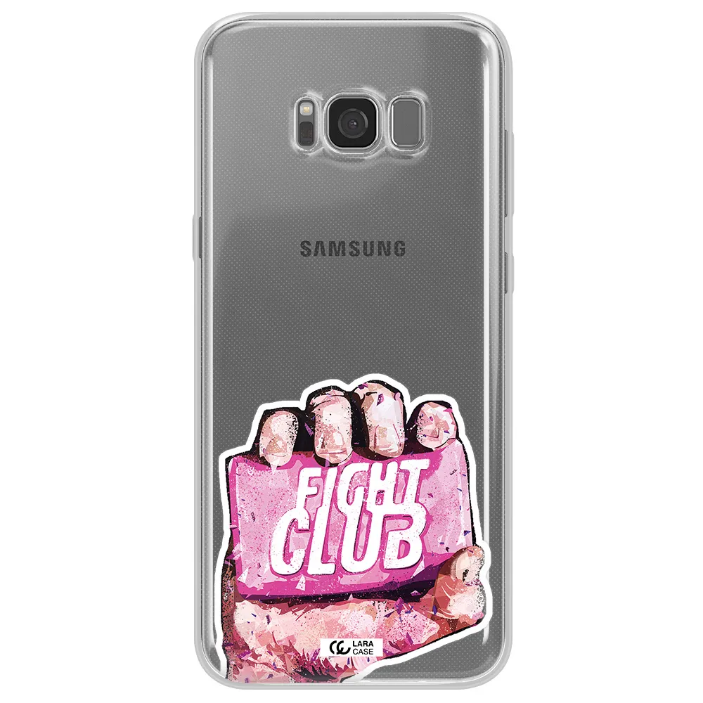 a hand holding a pink bag Samsung S8 Clear TPU Case