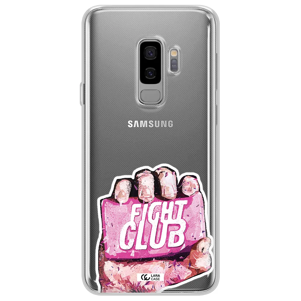 a hand holding a pink bag Samsung S9 Plus Clear TPU Case