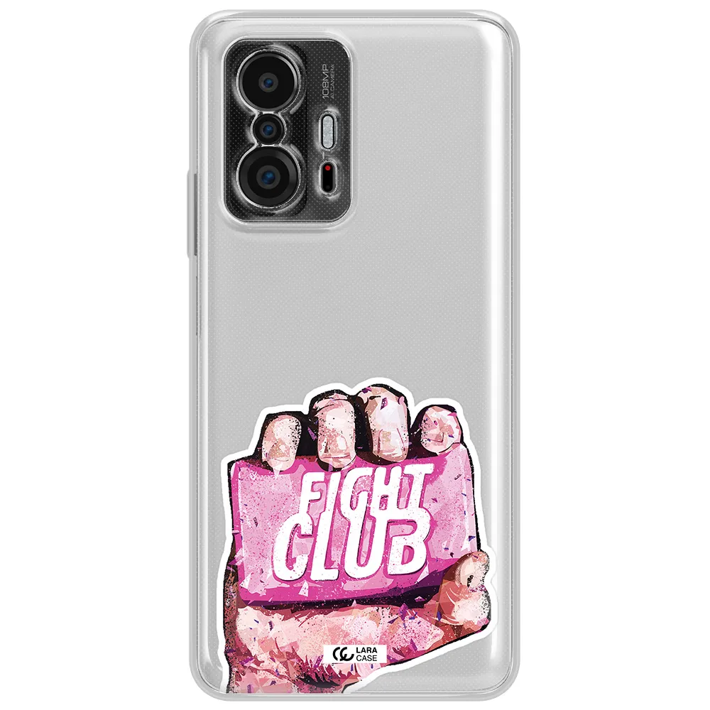 A Hand Holding A Pink Bag Xiaomi 11T Clear Tpu Case