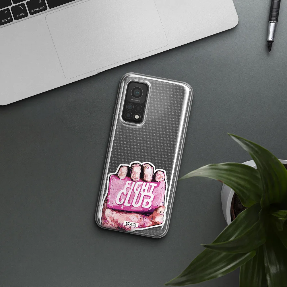 a hand holding a pink bag Xiaomi Mi 10T Clear TPU Case