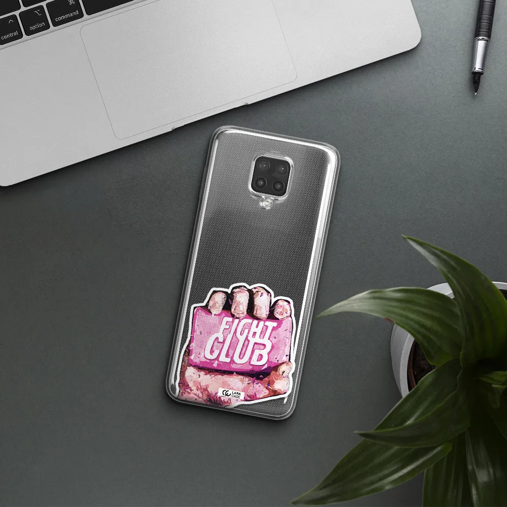 a hand holding a pink bag Xiaomi Note 9 Pro Clear TPU Case