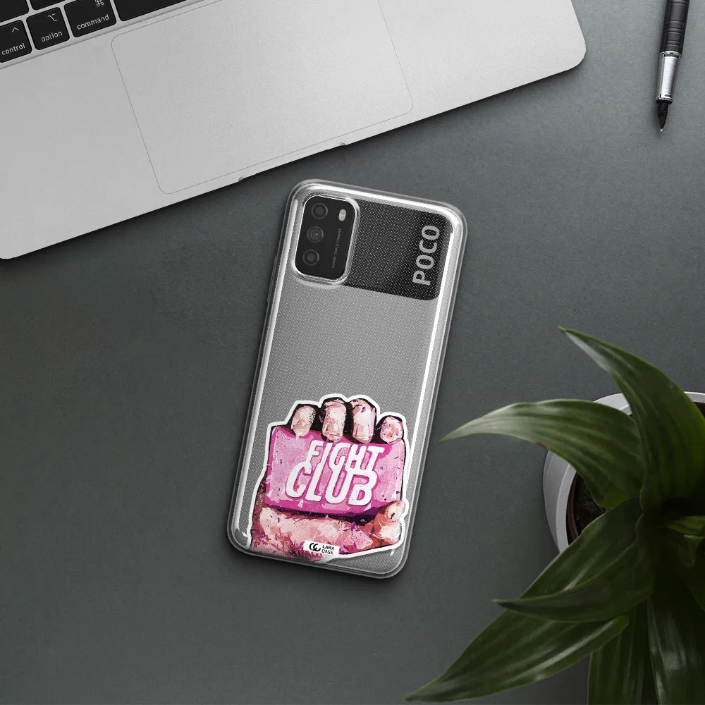 a hand holding a pink bag Xiaomi Poco M3 Clear TPU Case