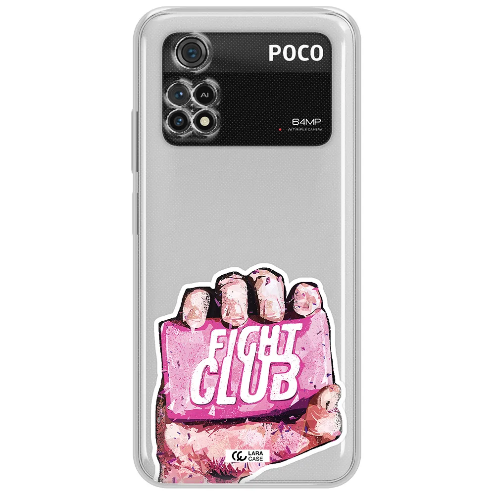 A Hand Holding A Pink Bag Xiaomi Poco M4 Pro 4G Clear Tpu Case