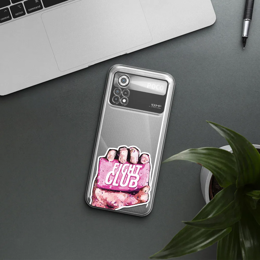 a hand holding a pink bag Xiaomi Poco X4 Pro Clear TPU Case