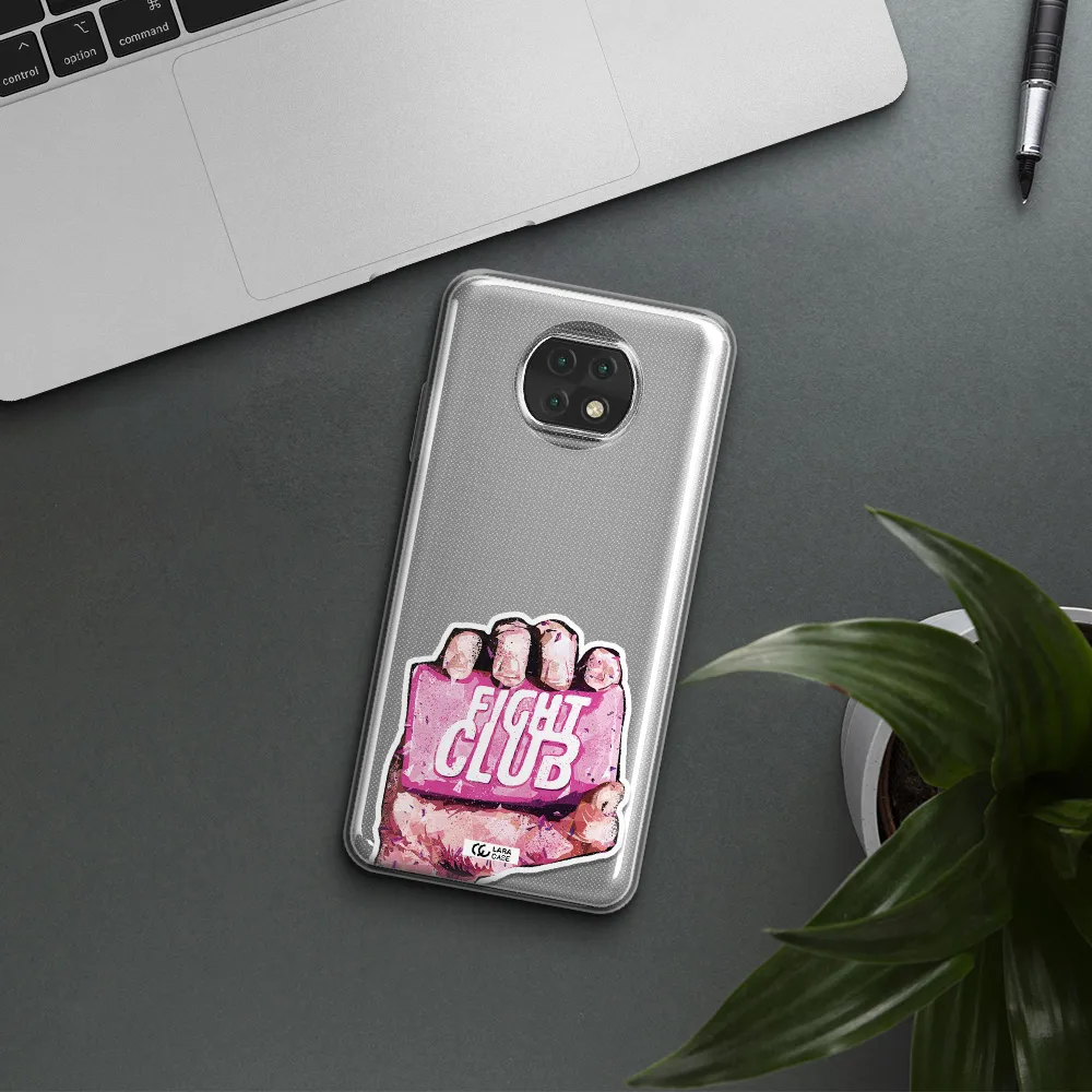 A Hand Holding A Pink Bag Xiaomi Redmi Note 9T Clear Tpu Case