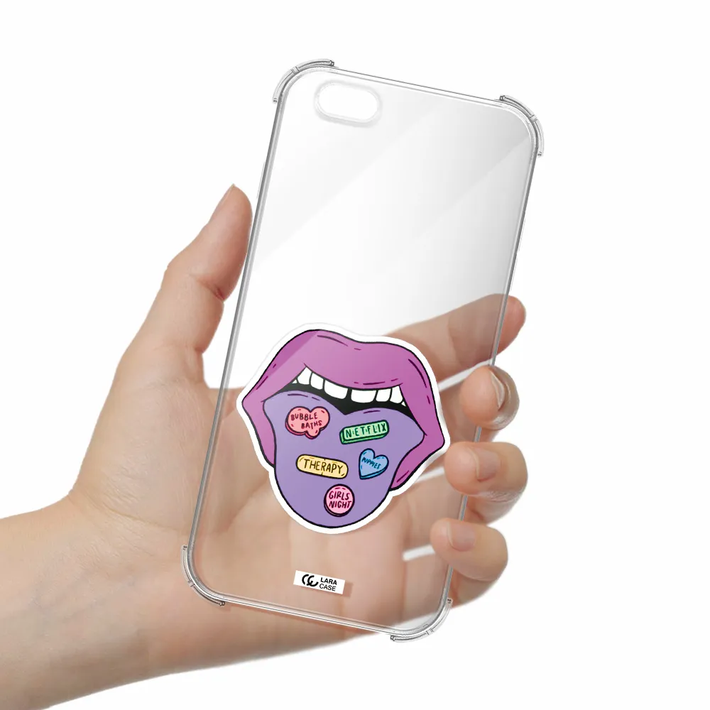 a purple lips with different colored hearts on it Apple iPhone 6 plus Clear PC Case