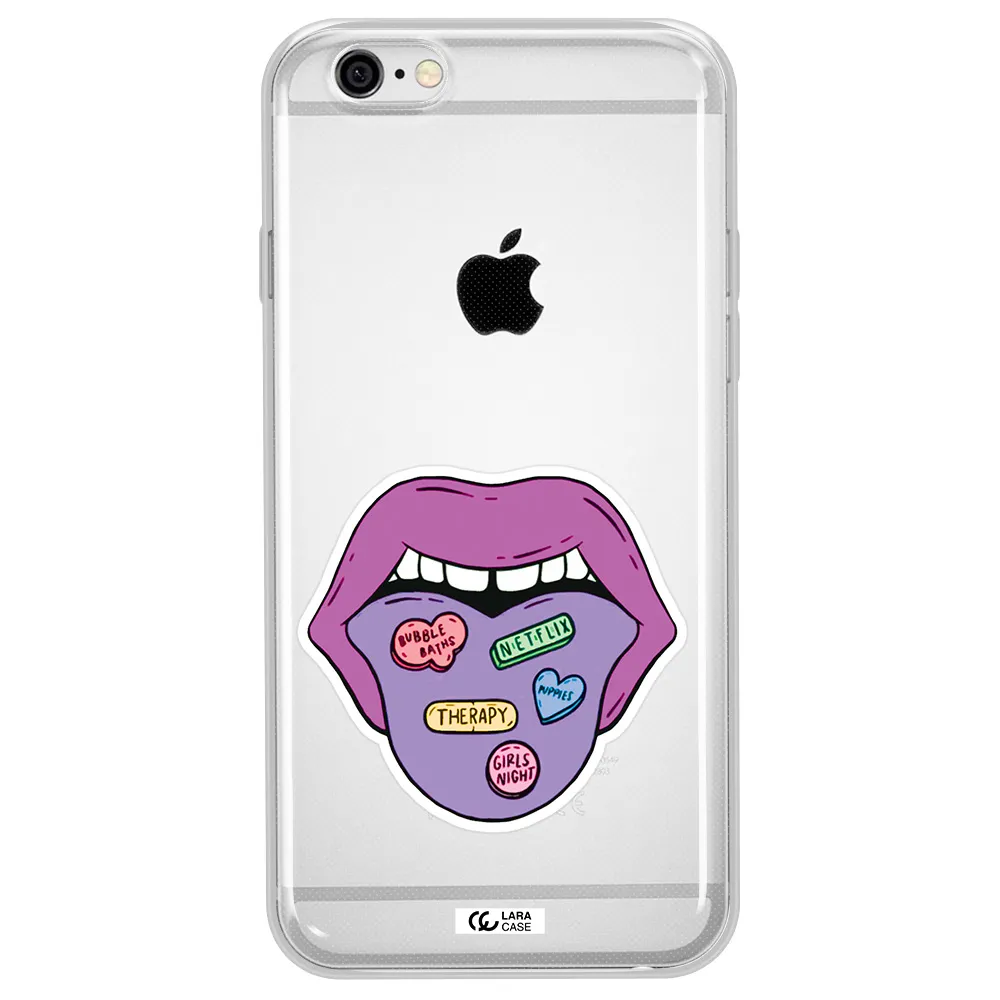 a purple lips with different colored hearts on it Apple iPhone 6 plus Clear TPU Case