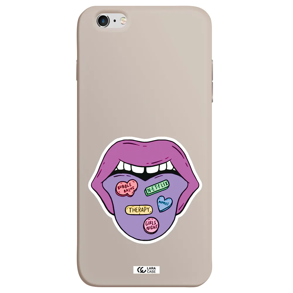 a purple lips with different colored hearts on it Apple iPhone 6 plus Silicone Stone Case