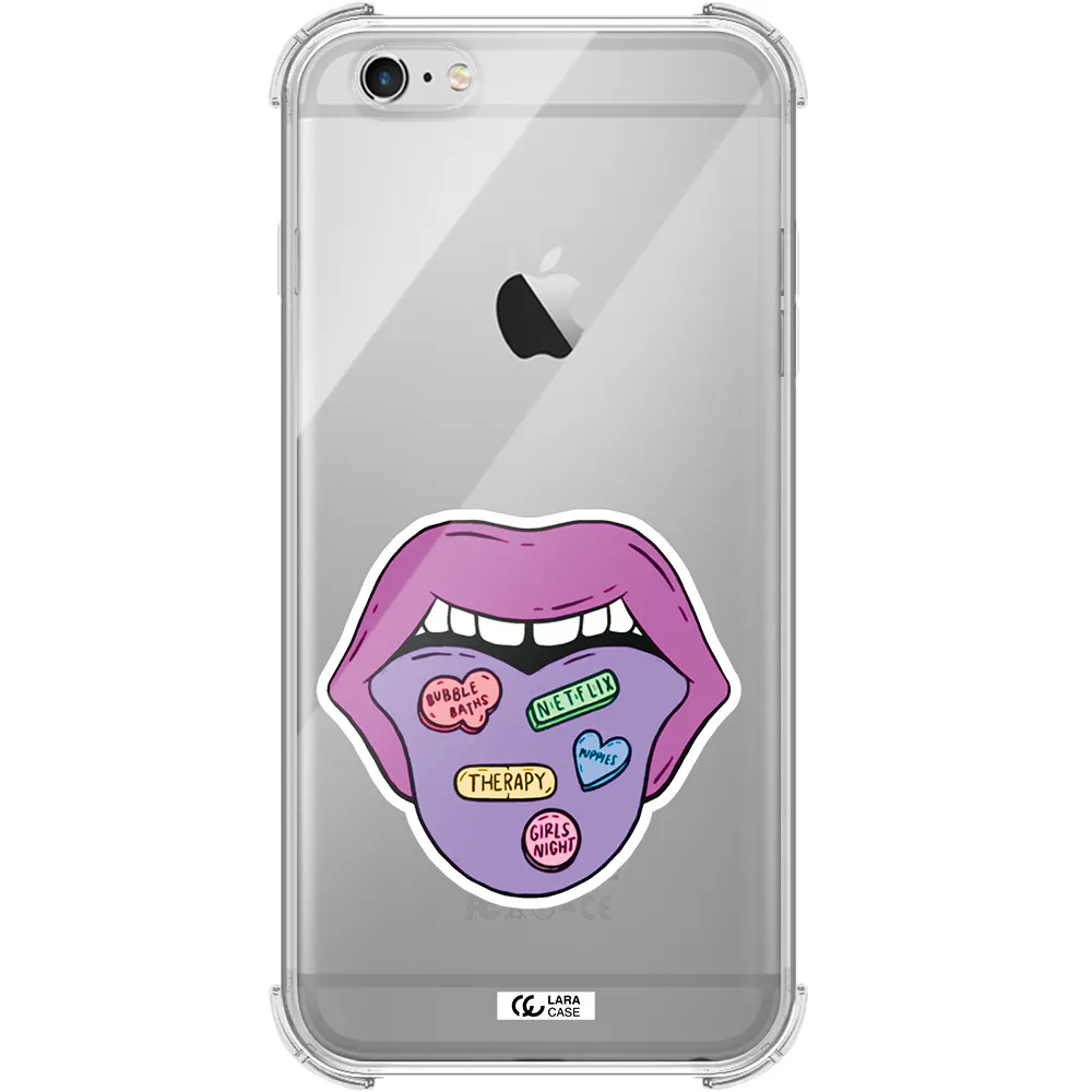 a purple lips with different colored hearts on it Apple iPhone 6 s plus Clear PC Case