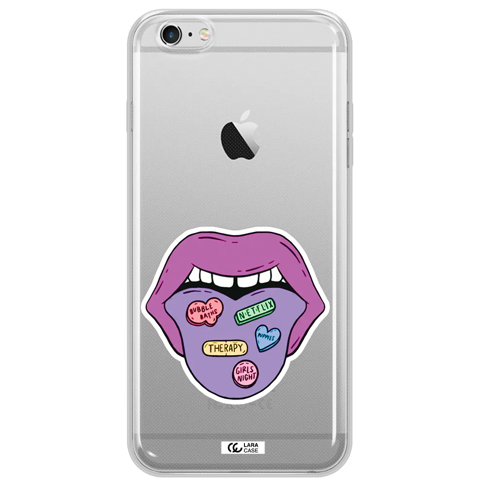 a purple lips with different colored hearts on it Apple iPhone 6 s plus Clear TPU Case