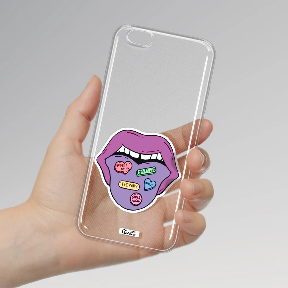 a purple lips with different colored hearts on it Apple iPhone 6 s plus Clear TPU Case