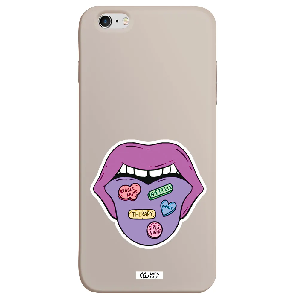 a purple lips with different colored hearts on it Apple iPhone 6 s plus Silicone Stone Case
