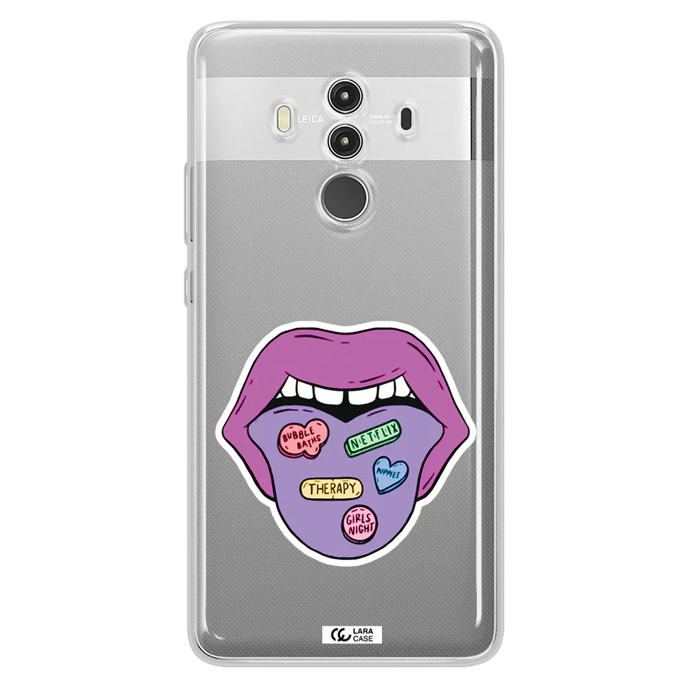a purple lips with different colored hearts on it Huawei Mate 10 Clear TPU Case