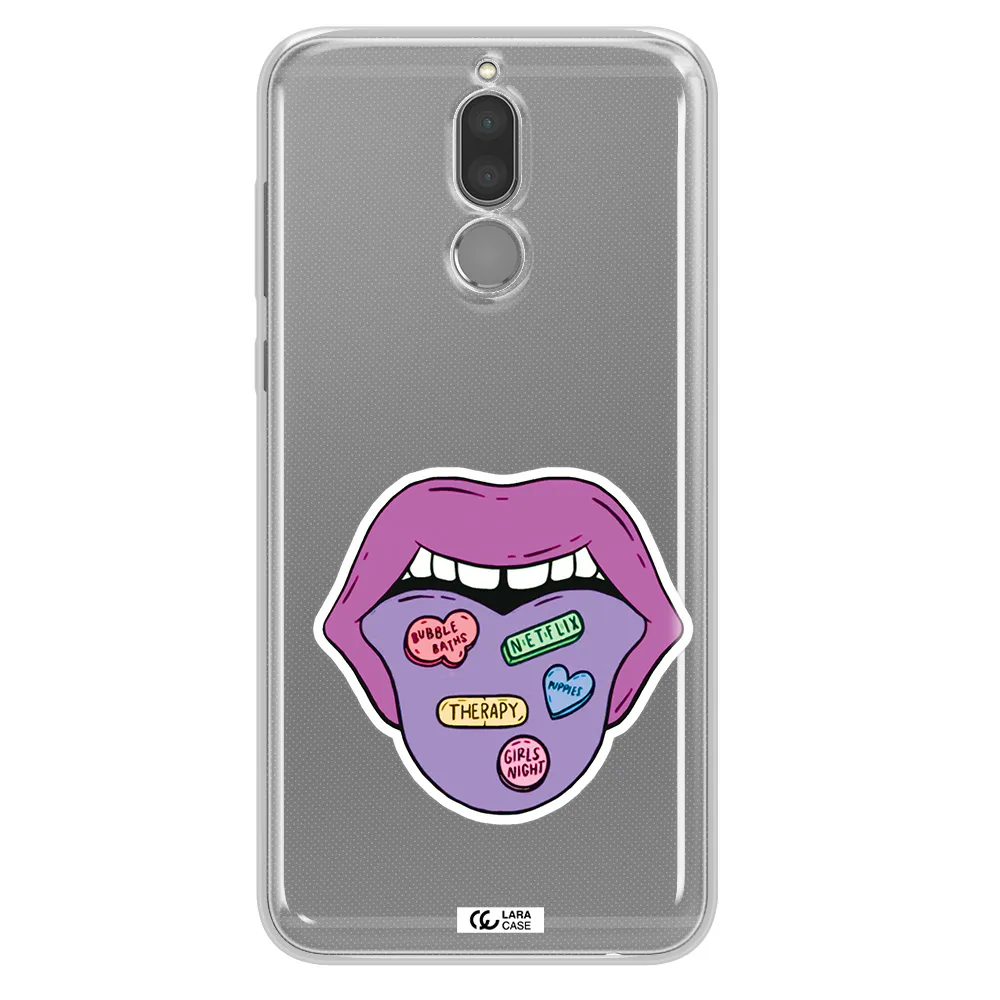 a purple lips with different colored hearts on it Huawei Mate 10 Lite Clear TPU Case