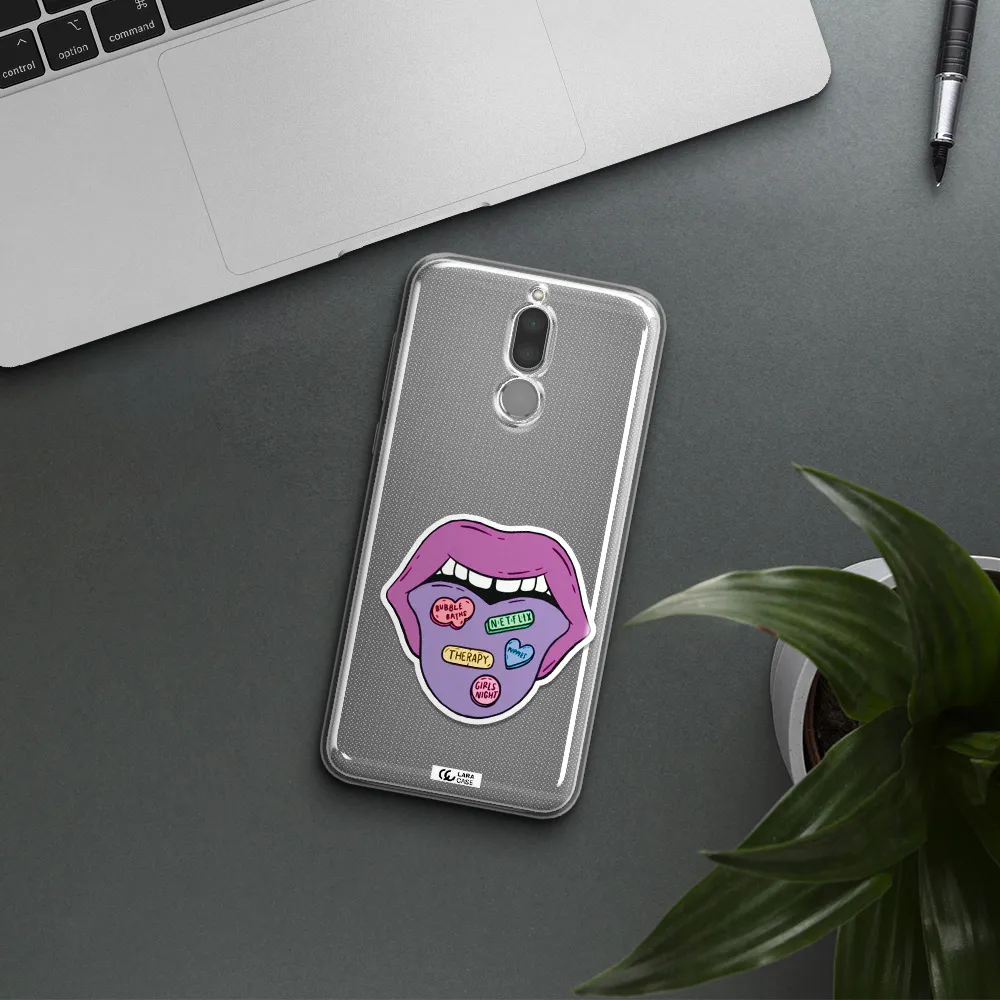 a purple lips with different colored hearts on it Huawei Mate 10 Lite Clear TPU Case